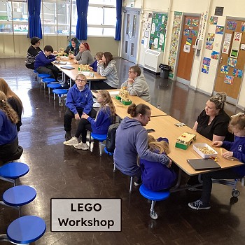 children taking part in a lego workshop